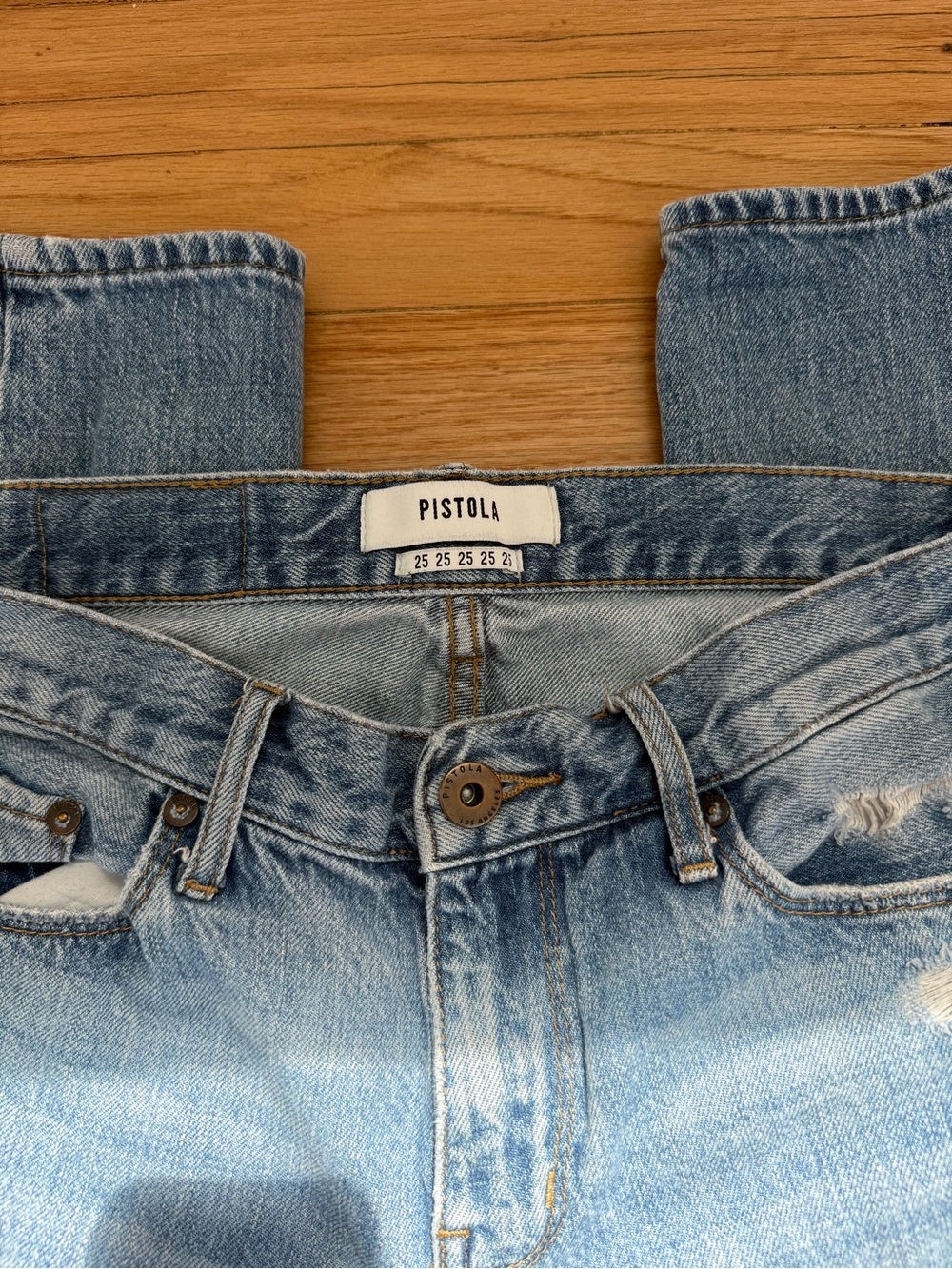 pistola light blue distressed boyfriend jeans - Picture 3 of 3